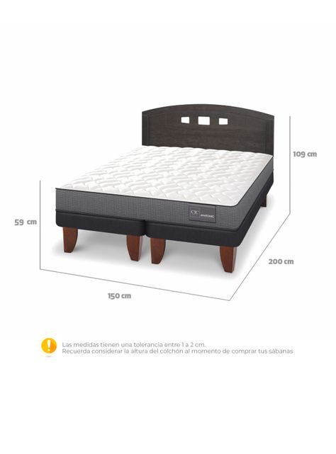 Cama Europea Anatomic 2 Plazas Base Dividida + Respaldo Gales-1