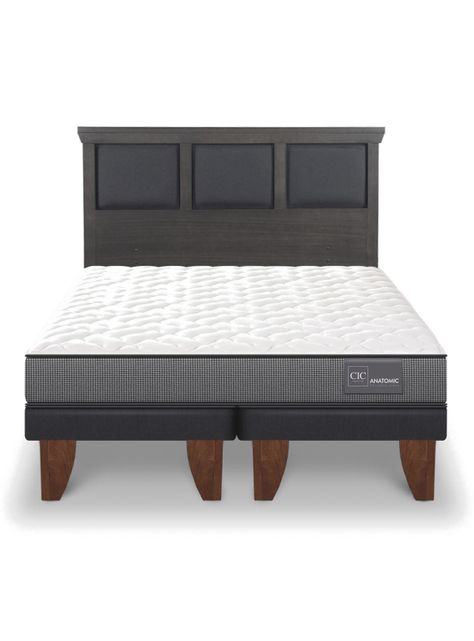 Cama Europea Anatomic King + Respaldo Torino gris-2