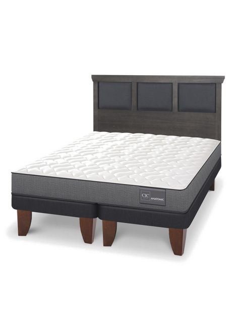 Cama Europea Anatomic King + Respaldo Torino gris-0