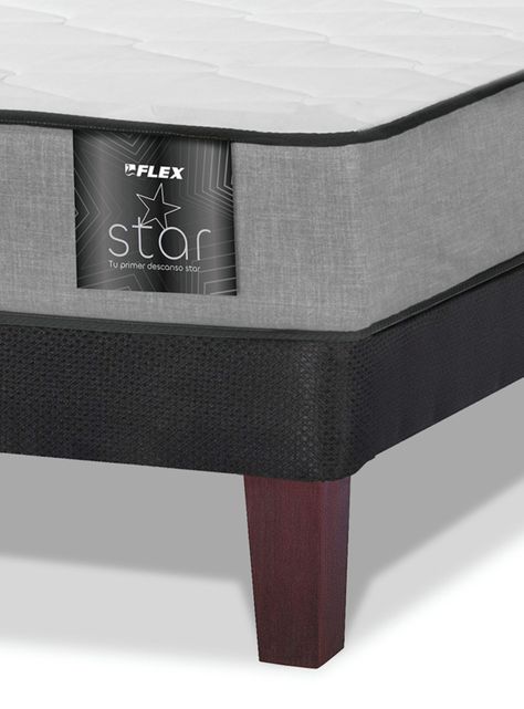 Cama Europea Star 1.5 Plazas x 200 cm + Repaldo Royal + Velador Rock-3