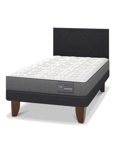 Cama Europea Anatomic 1.5 Plazas + Respaldo Villarrica Negro-0