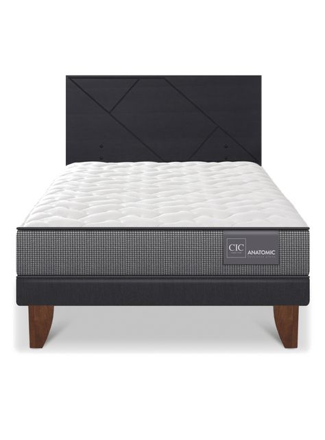 Cama Europea Anatomic 1.5 Plazas + Respaldo Villarrica Negro-2