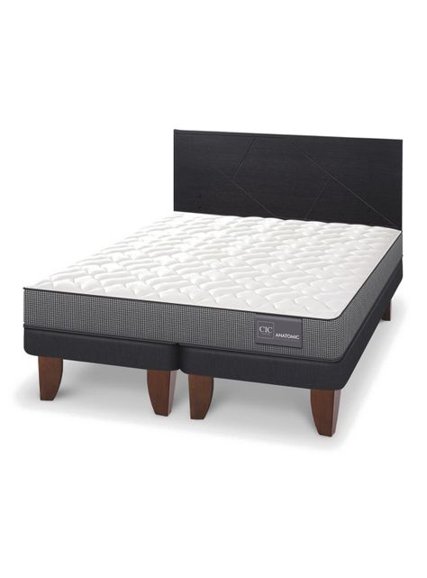 Cama Europea Anatomic 2 Plazas Base Dividida + Respaldo Villarrica Negro-0