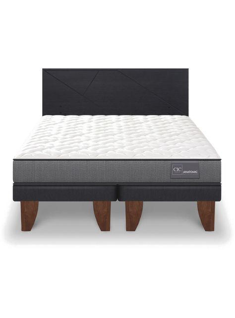 Cama Europea Anatomic King + Respaldo Villarrica Negro-2