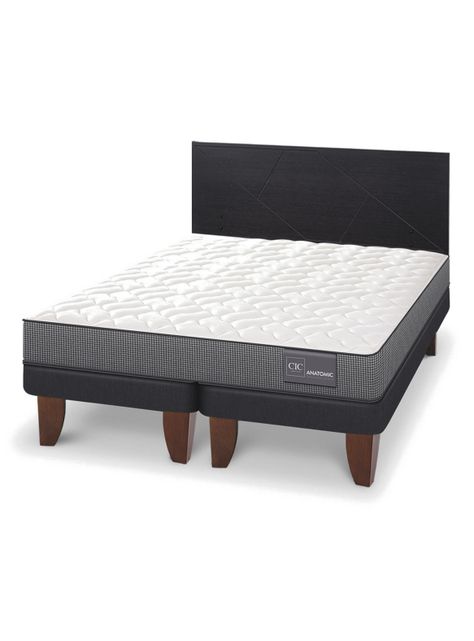 Cama Europea Anatomic King + Respaldo Villarrica Negro-0