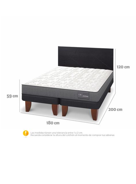 Cama Europea Anatomic King + Respaldo Villarrica Negro-1