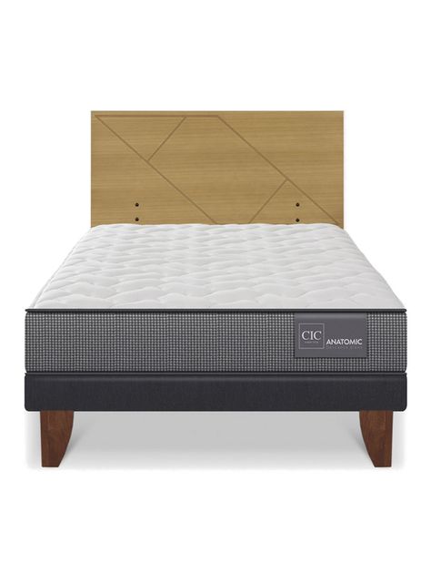 Cama Europea Anatomic 1.5 Plazas Respaldo Villarrica Mostaza-2