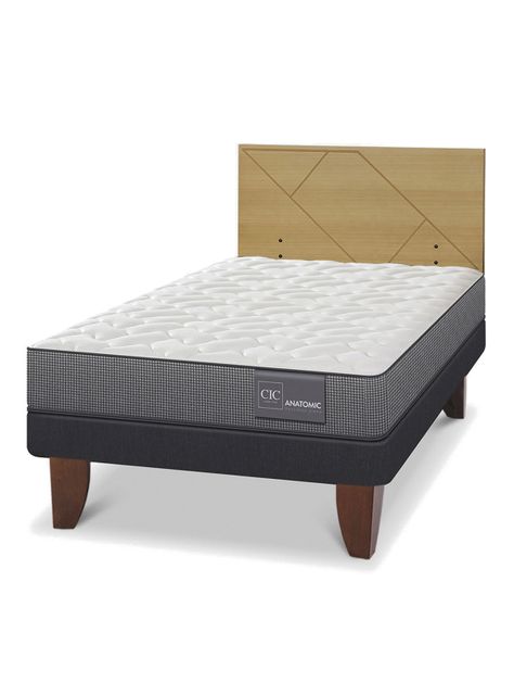 Cama Europea Anatomic 1.5 Plazas Respaldo Villarrica Mostaza-0