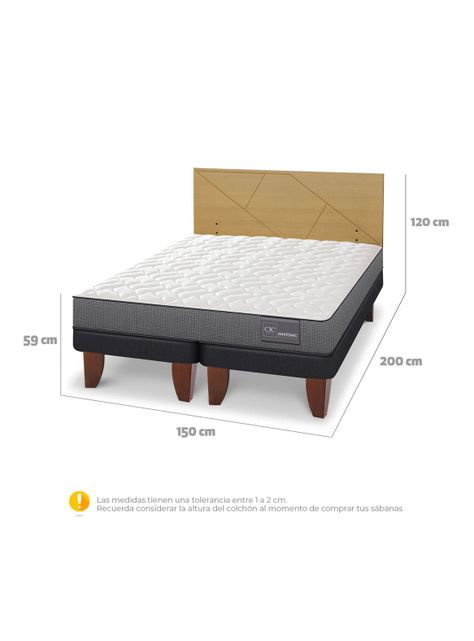 Cama Europea Anatomic 2 Plazas Base Dividida Respaldo Villarrica Mostaza-1