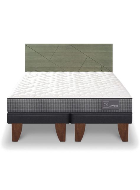 Cama Europea Anatomic King + Respaldo Villarrica Olivo-2