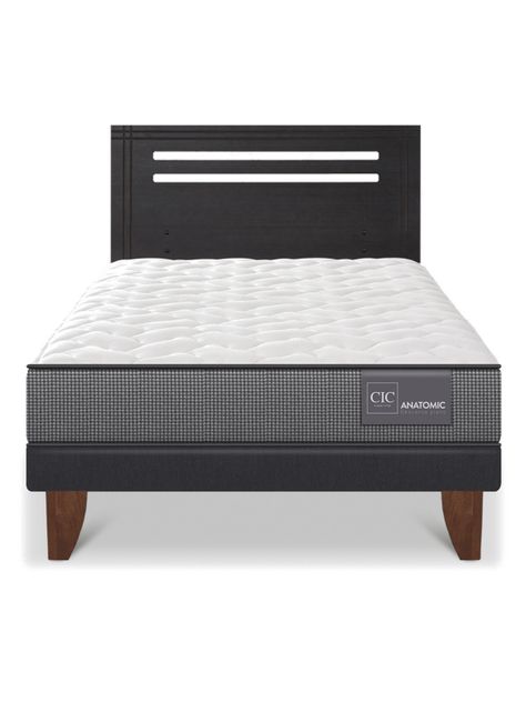 Cama Europea Anatomic 1.5 Plazas + Respaldo Munich Negro-2