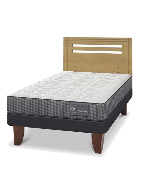 Cama Europea Anatomic 1.5 Plazas Respaldo Múnich Mostaza-0