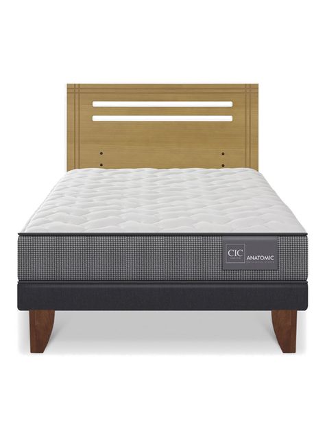 Cama Europea Anatomic 1.5 Plazas Respaldo Múnich Mostaza-2
