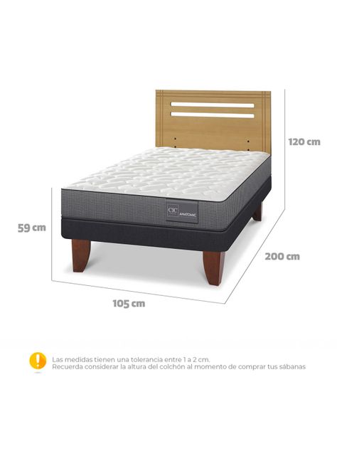 Cama Europea Anatomic 1.5 Plazas Respaldo Múnich Mostaza-1