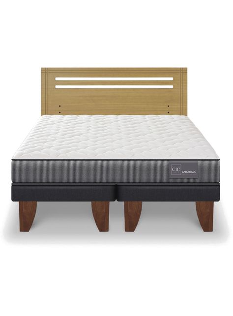 Cama Europea Anatomic 2 Plazas Base Dividida Respaldo Múnich Mostaza-2