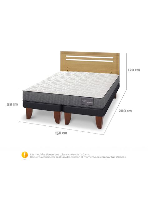 Cama Europea Anatomic 2 Plazas Base Dividida Respaldo Múnich Mostaza-1