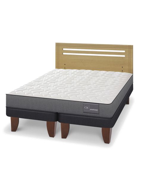 Cama Europea Anatomic 2 Plazas Base Dividida Respaldo Múnich Mostaza-0