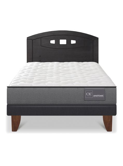Cama Europea Anatomic 1.5 Plazas + Respaldo Gales Negro-2
