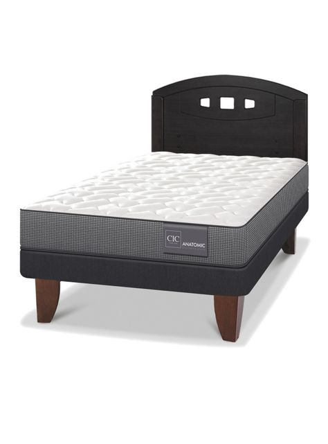 Cama Europea Anatomic 1.5 Plazas + Respaldo Gales Negro-0