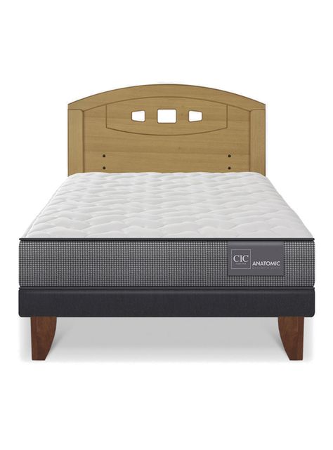 Cama Europea Anatomic 1.5 Plazas Respaldo Gales Mostaza-2