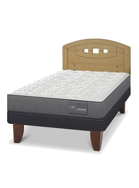 Cama Europea Anatomic 1.5 Plazas Respaldo Gales Mostaza-0
