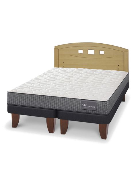 Cama Europea Anatomic 2 Plazas Base Dividida Respaldo Gales Mostaza-0