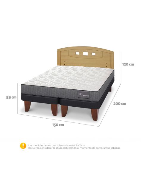 Cama Europea Anatomic 2 Plazas Base Dividida Respaldo Gales Mostaza-1