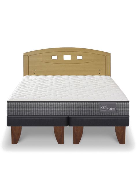 Cama Europea Anatomic 2 Plazas Base Dividida Respaldo Gales Mostaza-2