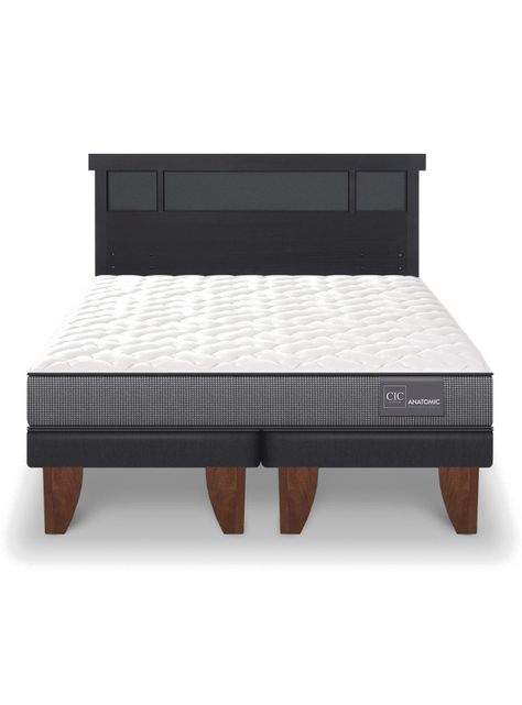 Cama Europea Anatomic King + Respaldo Dublín Negro-2