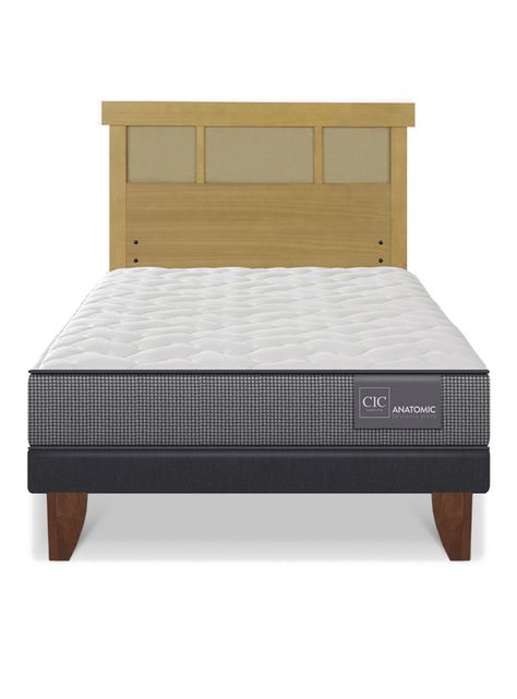 Cama Europea Anatomic 1.5 Plazas Respaldo Dublín Mostaza-2