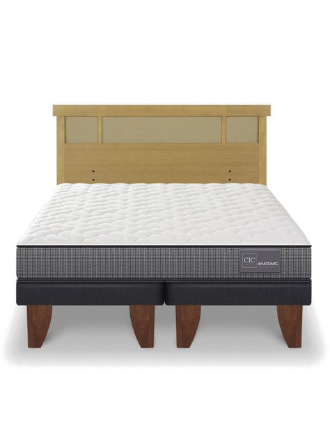 Cama Europea Anatomic 2 Plazas Base Dividida Respaldo Dublín Mostaza-2