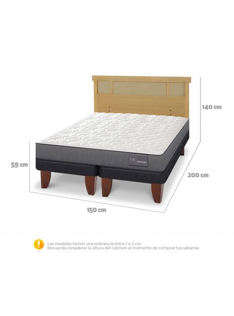 Cama Europea Anatomic 2 Plazas Base Dividida Respaldo Dublín Mostaza-1