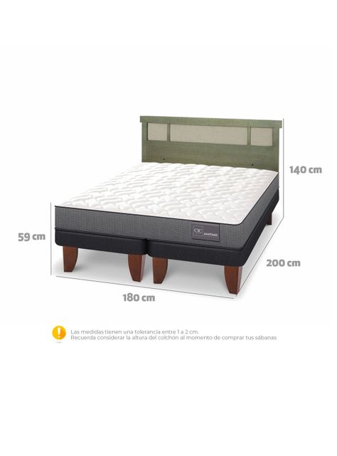 Cama Europea Anatomic King + Respaldo Dublín Olivo-1