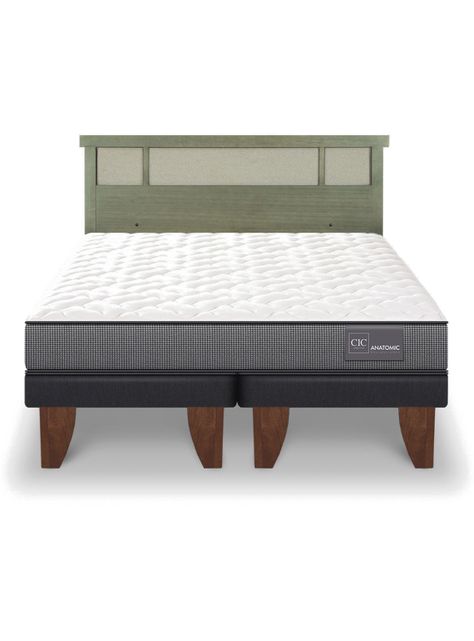 Cama Europea Anatomic King + Respaldo Dublín Olivo-2