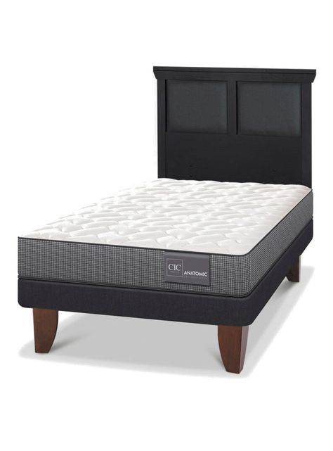 Cama Europea Anatomic 1.5 Plazas + Respaldo Torino Negro-0