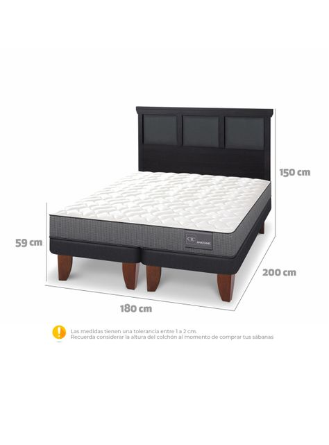 Cama Europea Anatomic King + Respaldo Torino Negro-1