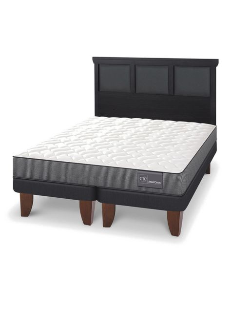 Cama Europea Anatomic King + Respaldo Torino Negro-0