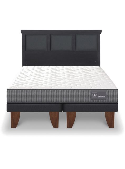 Cama Europea Anatomic King + Respaldo Torino Negro-2