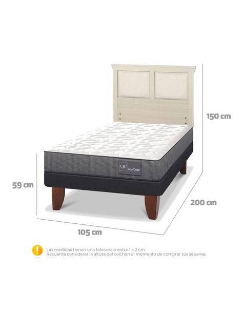 Cama Europea Anatomic 1.5 Plazas + Respaldo Torino Alpino-1
