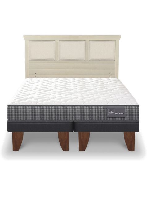 Cama Europea Anatomic 2 Plazas Base Dividida + Respaldo Torino Alpino-2