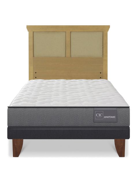 Cama Europea Anatomic 1.5 Plazas Respaldo Torino Mostaza-2