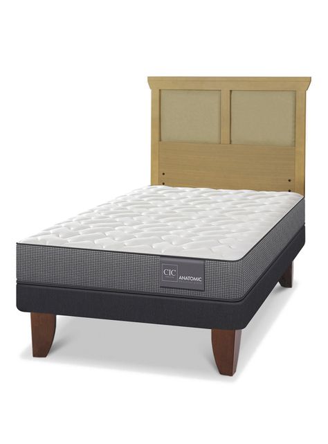 Cama Europea Anatomic 1.5 Plazas Respaldo Torino Mostaza-0