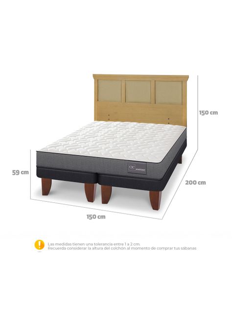 Cama Europea Anatomic 2 Plazas Base Dividida Respaldo Torino Mostaza-1
