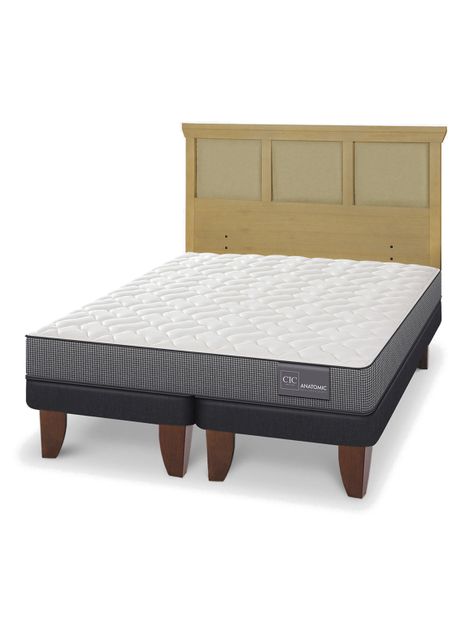 Cama Europea Anatomic 2 Plazas Base Dividida Respaldo Torino Mostaza-0