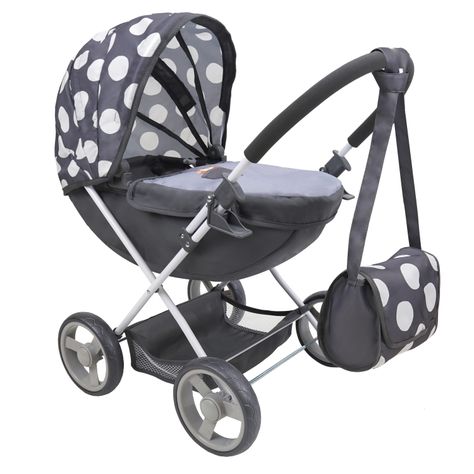 Coche Cuna para Muñecas Squirrel Gris/Blanco-5