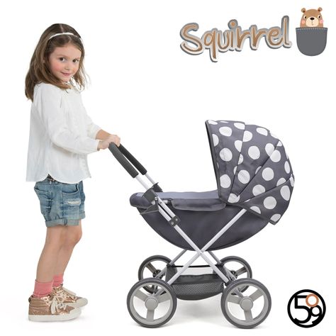Coche Cuna para Muñecas Squirrel Gris/Blanco-9