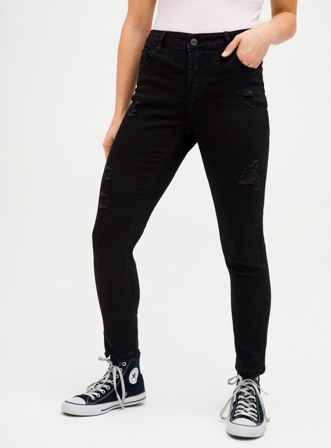 Jeans Jeggins Roturas Tiro Alto-0