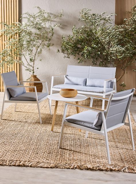 Juego de Living Terraza Tienve 4 Personas Gris-0