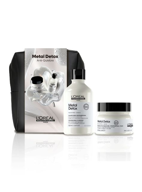Set Metal Detox Anti-Quiebre Cabello Dañado Color Shampoo 300ml + Máscara 250ml + Cosmetiquero-0