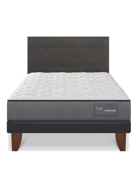 Cama Europea Anatomic 1.5 Plazas Respaldo Villarrica Gris-2